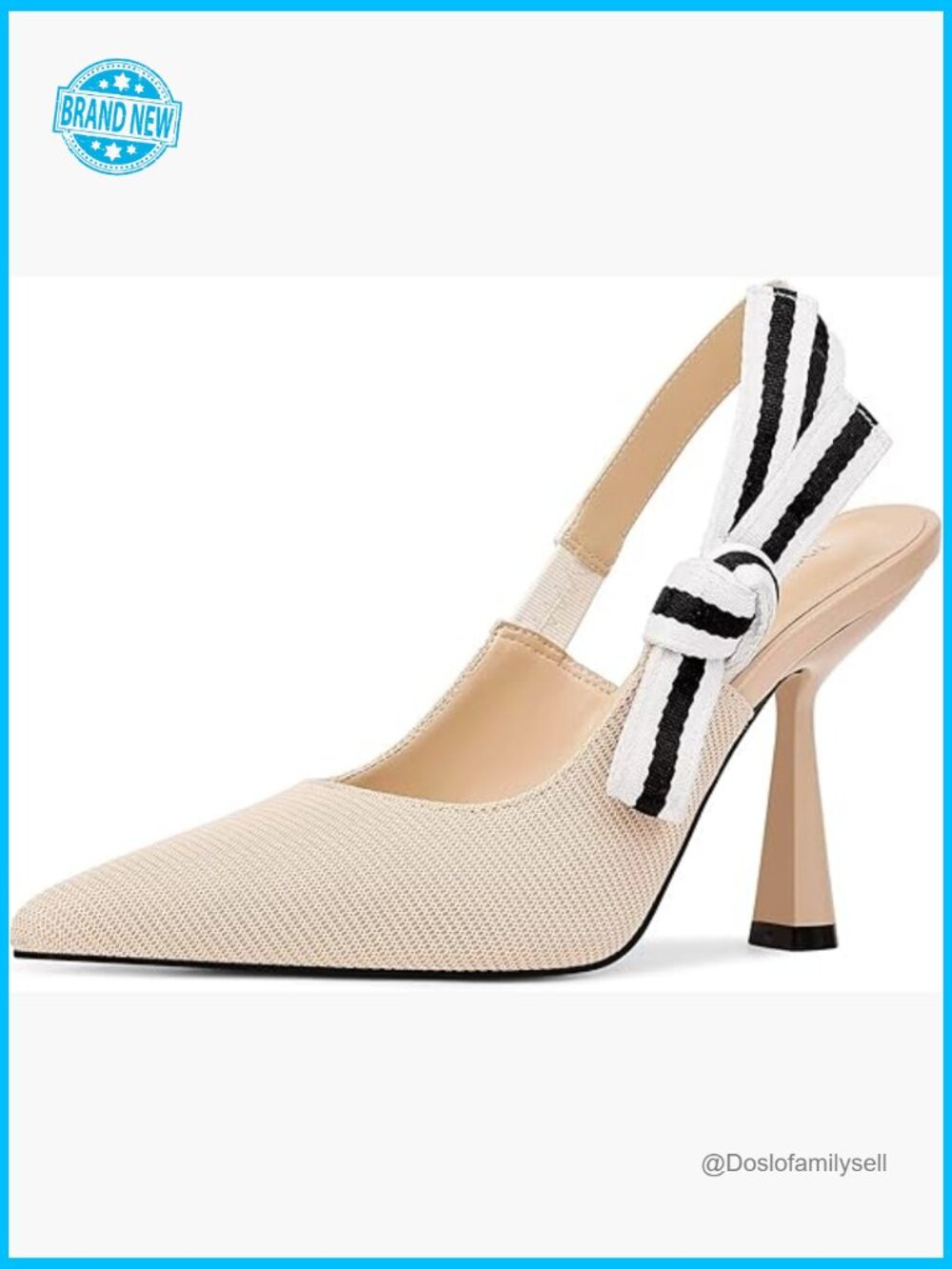 Slingback Heels Pointed Toe Bowknot Knitted Dress Work Wedding Pumps Shoes